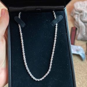 14k Solid White Gold 3mm Diamond Cut Rope Chain